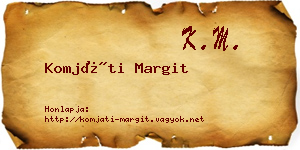 Komjáti Margit névjegykártya